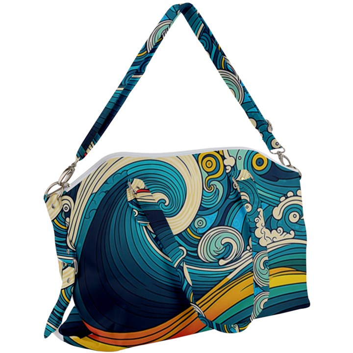 Waves Ocean Sea Abstract Whimsical Abstract Art 3 Canvas Crossbody Bag