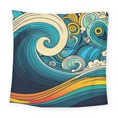 Waves Ocean Sea Abstract Whimsical Abstract Art 3 Square Tapestry (large) by Wegoenart