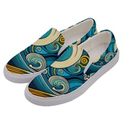 Waves Ocean Sea Abstract Whimsical Abstract Art 3 Men s Canvas Slip Ons by Wegoenart