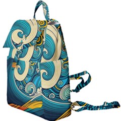 Waves Ocean Sea Abstract Whimsical Abstract Art 3 Buckle Everyday Backpack by Wegoenart