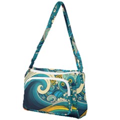 Waves Ocean Sea Abstract Whimsical Abstract Art 3 Front Pocket Crossbody Bag by Wegoenart