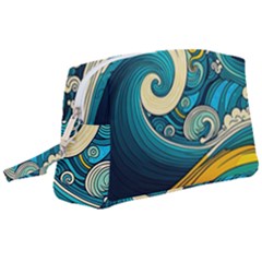 Waves Ocean Sea Abstract Whimsical Abstract Art 3 Wristlet Pouch Bag (large) by Wegoenart