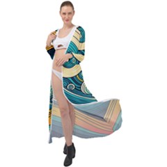 Waves Ocean Sea Abstract Whimsical Abstract Art 3 Maxi Chiffon Beach Wrap by Wegoenart