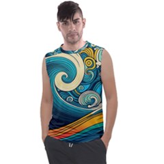 Waves Ocean Sea Abstract Whimsical Abstract Art 3 Men s Regular Tank Top by Wegoenart