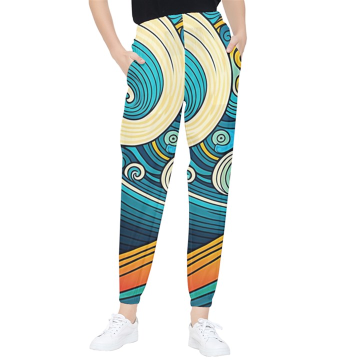 Waves Ocean Sea Abstract Whimsical Abstract Art 3 Women s Tapered Pants