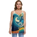 Waves Ocean Sea Abstract Whimsical Abstract Art 3 Casual Spaghetti Strap Chiffon Top View1