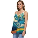 Waves Ocean Sea Abstract Whimsical Abstract Art 3 Casual Spaghetti Strap Chiffon Top View2