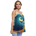 Waves Ocean Sea Abstract Whimsical Abstract Art 3 Casual Spaghetti Strap Chiffon Top View3