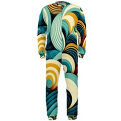 Waves Ocean Sea Abstract Whimsical Abstract Art 6 Onepiece Jumpsuit (men) by Wegoenart