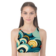 Waves Ocean Sea Abstract Whimsical Abstract Art 6 Tank Bikini Top by Wegoenart