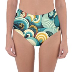 Waves Ocean Sea Abstract Whimsical Abstract Art 6 Reversible High-waist Bikini Bottoms by Wegoenart