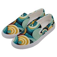 Waves Ocean Sea Abstract Whimsical Abstract Art 6 Men s Canvas Slip Ons by Wegoenart