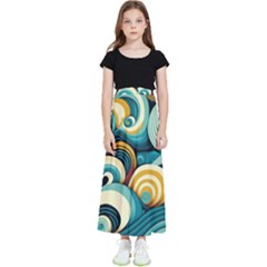 Waves Ocean Sea Abstract Whimsical Abstract Art 6 Kids  Flared Maxi Skirt by Wegoenart