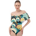 Waves Ocean Sea Abstract Whimsical Abstract Art 6 Off Shoulder Velour Bodysuit  View1