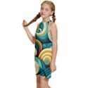 Waves Ocean Sea Abstract Whimsical Abstract Art 6 Kids  Halter Collar Waist Tie Chiffon Dress View2