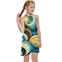 Waves Ocean Sea Abstract Whimsical Abstract Art 6 Kids  Halter Collar Waist Tie Chiffon Dress View3