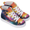 Ai Generated Tropical Island Sunset Landscape Kids  Hi-Top Skate Sneakers View3