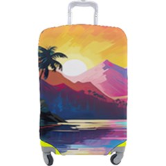 Ai Generated Tropical Island Sunset Landscape Luggage Cover (large) by Wegoenart