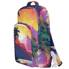 Ai Generated Tropical Island Sunset Landscape Double Compartment Backpack