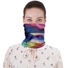 Ai Generated Tropical Island Sunset Landscape Face Covering Bandana (adult) by Wegoenart