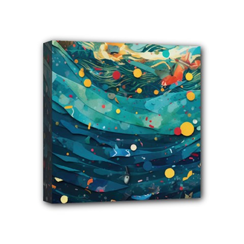 Confetti Ocean Themed Tropical Background Wallpaper Mini Canvas 4  X 4  (stretched) by Wegoenart