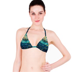 Confetti Ocean Themed Tropical Background Wallpaper Bikini Top by Wegoenart