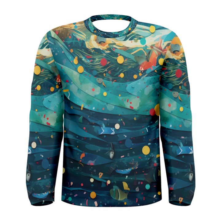 Confetti Ocean Themed Tropical Background Wallpaper Men s Long Sleeve Tee