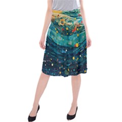 Confetti Ocean Themed Tropical Background Wallpaper Midi Beach Skirt by Wegoenart