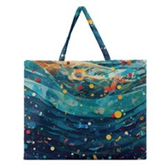 Confetti Ocean Themed Tropical Background Wallpaper Zipper Large Tote Bag by Wegoenart