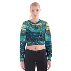 Confetti Ocean Themed Tropical Background Wallpaper Cropped Sweatshirt by Wegoenart