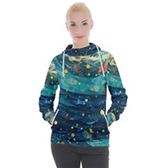 Confetti Ocean Themed Tropical Background Wallpaper Women s Hooded Pullover by Wegoenart