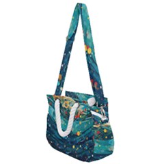 Confetti Ocean Themed Tropical Background Wallpaper Rope Handles Shoulder Strap Bag by Wegoenart