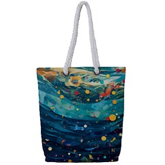 Confetti Ocean Themed Tropical Background Wallpaper Full Print Rope Handle Tote (small) by Wegoenart