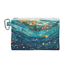 Confetti Ocean Themed Tropical Background Wallpaper Canvas Cosmetic Bag (medium) by Wegoenart