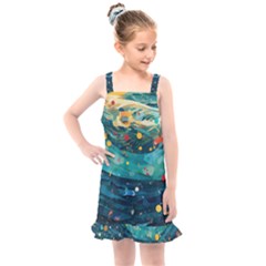 Confetti Ocean Themed Tropical Background Wallpaper Kids  Overall Dress by Wegoenart