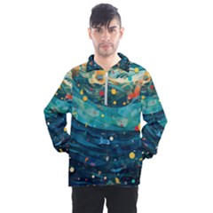 Confetti Ocean Themed Tropical Background Wallpaper Men s Half Zip Pullover by Wegoenart