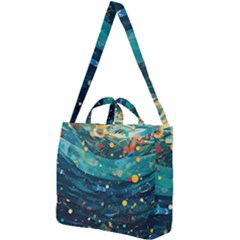 Confetti Ocean Themed Tropical Background Wallpaper Square Shoulder Tote Bag by Wegoenart