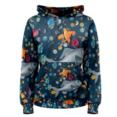 Confetti Ocean Themed Tropical Background Wallpaper 2 Women s Pullover Hoodie by Wegoenart