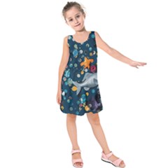 Confetti Ocean Themed Tropical Background Wallpaper 2 Kids  Sleeveless Dress by Wegoenart