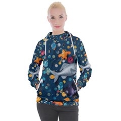 Confetti Ocean Themed Tropical Background Wallpaper 2 Women s Hooded Pullover by Wegoenart