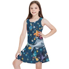 Confetti Ocean Themed Tropical Background Wallpaper 2 Kids  Lightweight Sleeveless Dress by Wegoenart