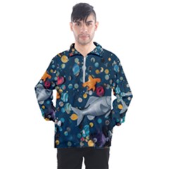 Confetti Ocean Themed Tropical Background Wallpaper 2 Men s Half Zip Pullover by Wegoenart