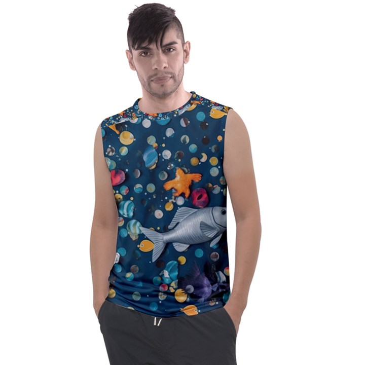 Confetti Ocean Themed Tropical Background Wallpaper 2 Men s Regular Tank Top