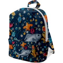 Confetti Ocean Themed Tropical Background Wallpaper 2 Zip Up Backpack