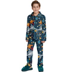 Confetti Ocean Themed Tropical Background Wallpaper 2 Kids  Long Sleeve Velvet Pajamas Set