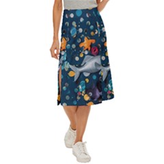 Confetti Ocean Themed Tropical Background Wallpaper 2 Midi Panel Skirt