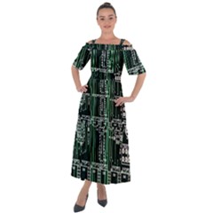 Printed Circuit Board Circuits Shoulder Straps Boho Maxi Dress  by Celenk