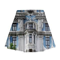 Squad Latvia Architecture Mini Flare Skirt by Celenk