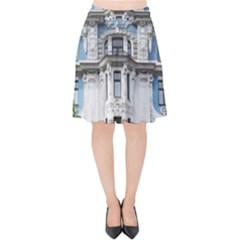 Squad Latvia Architecture Velvet High Waist Skirt by Celenk