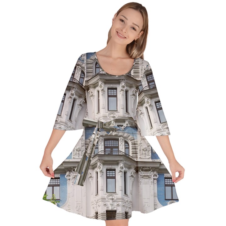 Squad Latvia Architecture Velour Kimono Dress